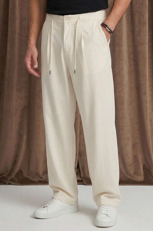 Bel Gummierter Hosentaschen Tensel Herrenhose Beige
