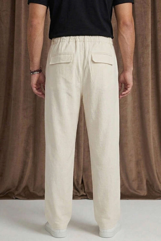Bel Gummierter Hosentaschen Tensel Herrenhose Beige
