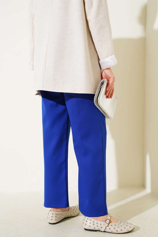 Elastic Waist Wide Leg Trousers in Saks