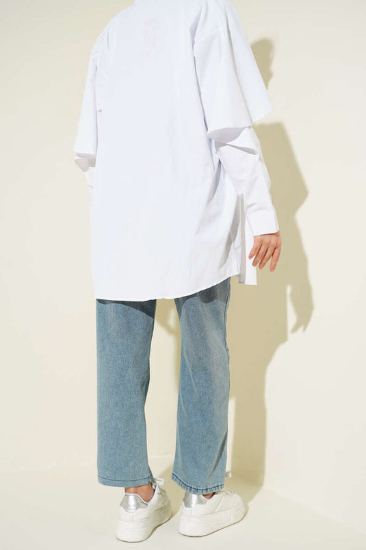 Jeanshose mit abnehmbarem Gürtel, Eisblau