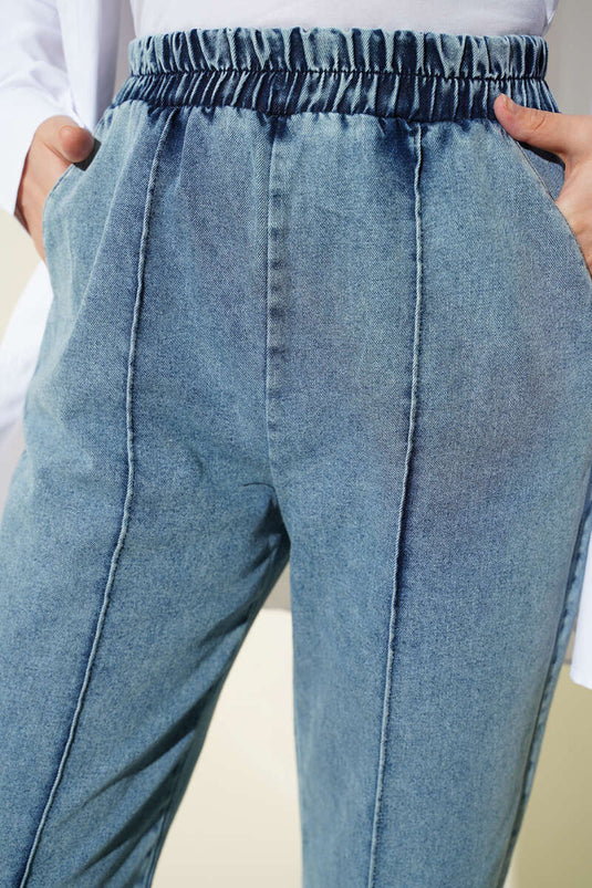Jeanshose mit abnehmbarem Gürtel, Eisblau