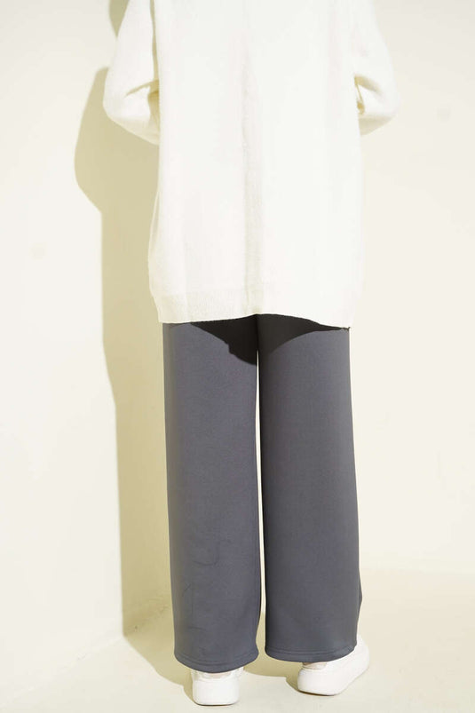 Bel Lastikli Çımalı Scuba Pantolon Füme