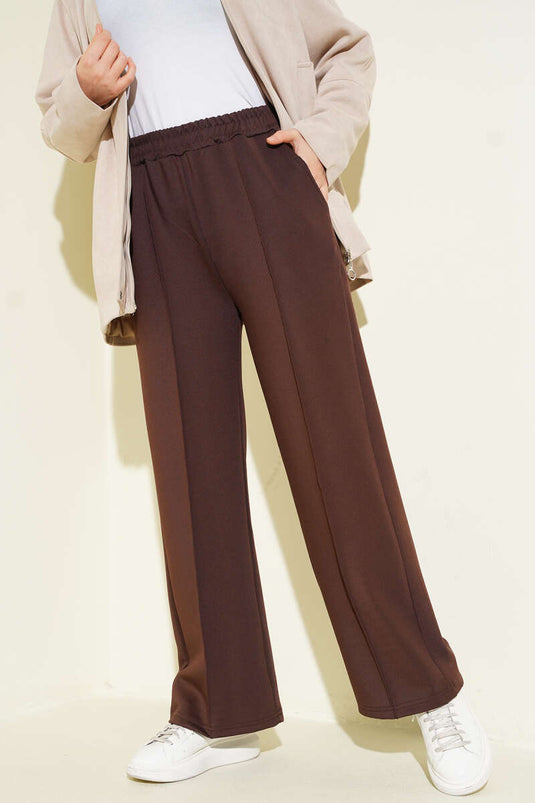 Pantalon de plongée marron à taille élastique