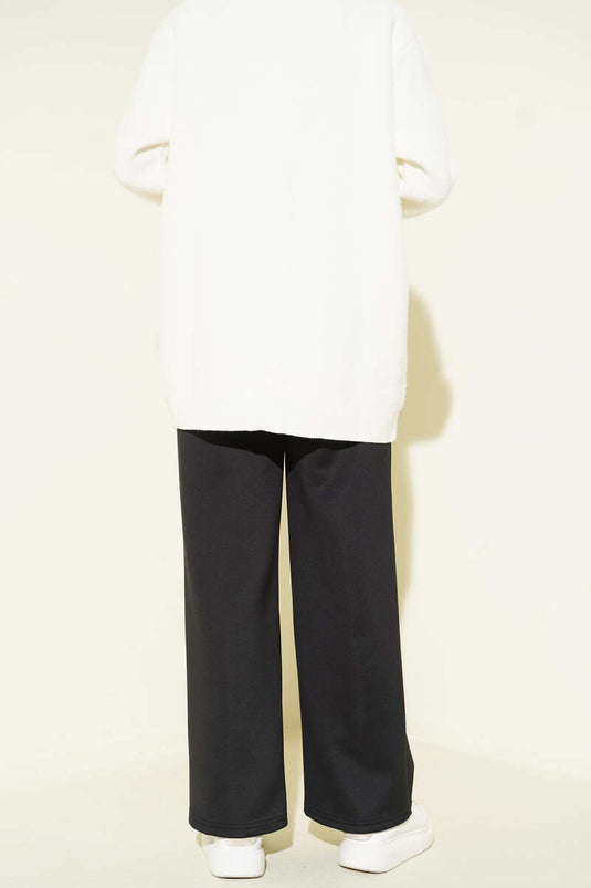 Bel Lastikli Çımalı Scuba Pantolon Siyah