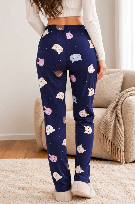 Gemusterte, Elastische Pyjamahose In Verschiedenen Farben