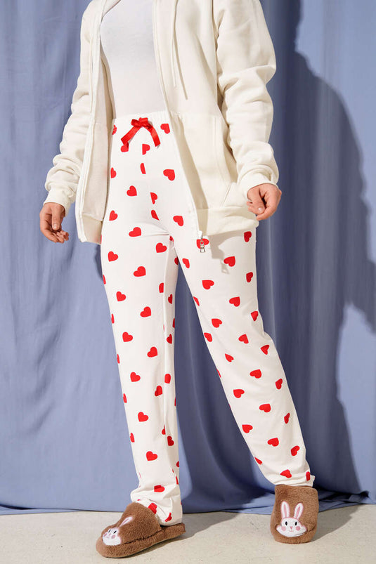 Bas de pyjama blanc à motifs avec taille élastique