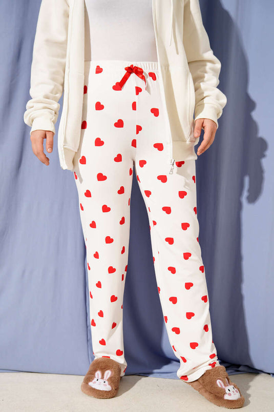 Bas de pyjama blanc à motifs avec taille élastique