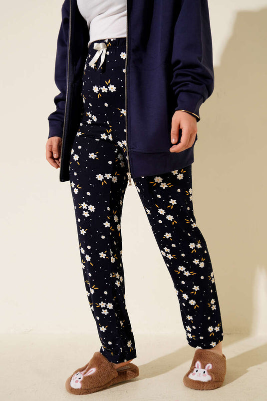 Pantaloni del pigiama fantasia con elastico in vita, blu scuro