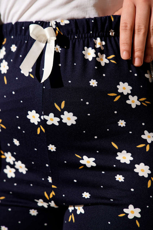 Pantaloni del pigiama fantasia con elastico in vita, blu scuro