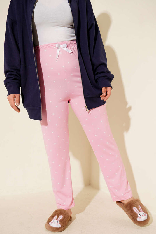 Bas de pyjama rose à motifs avec taille élastique