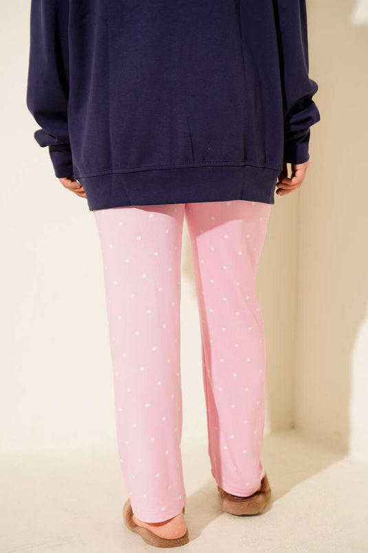 Bas de pyjama rose à motifs avec taille élastique