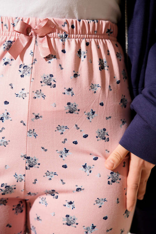 Bas de pyjama à motifs avec taille élastique, rose poudré