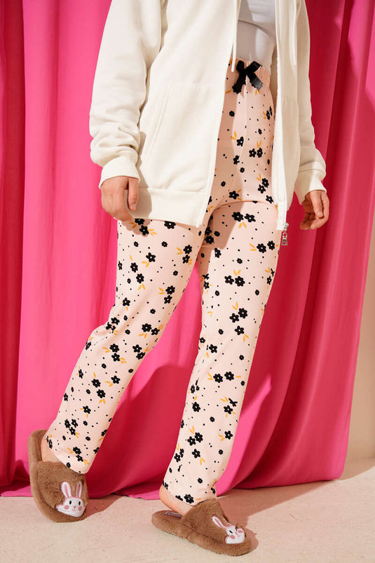 Pantaloni del pigiama fantasia con elastico in vita, salmone