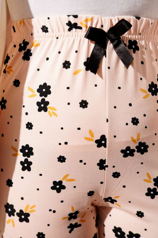 Pantaloni del pigiama fantasia con elastico in vita, salmone