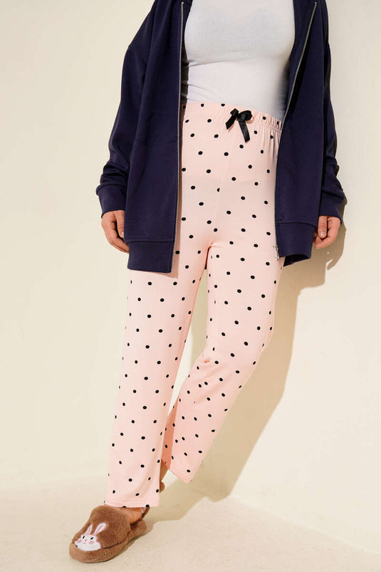 Bas de pyjama à motifs avec taille élastique, rose pâle