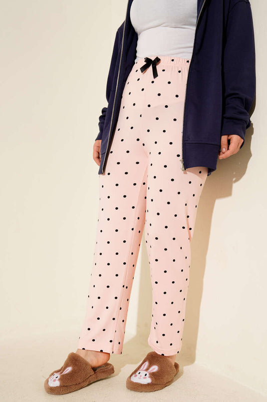 Bas de pyjama à motifs avec taille élastique, rose pâle