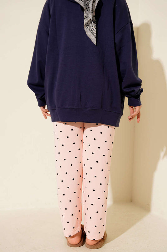 Bas de pyjama à motifs avec taille élastique, rose pâle