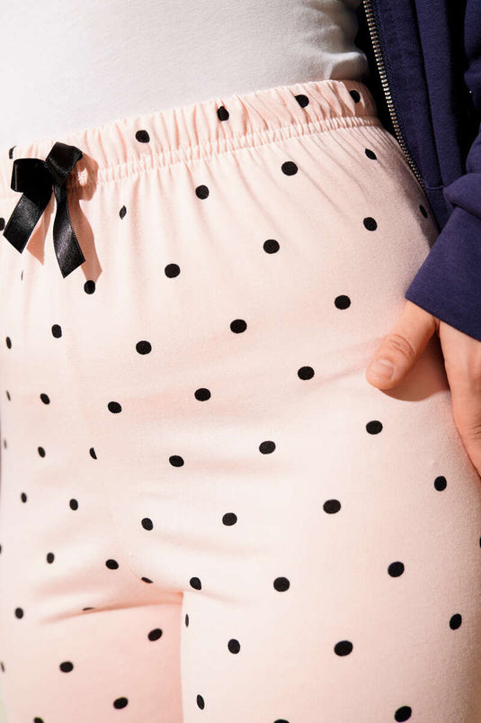 Bas de pyjama à motifs avec taille élastique, rose pâle