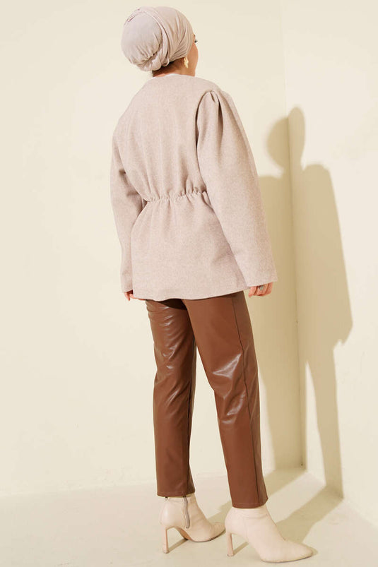 Bel Gummiband Knopf Goldfox Jacke Beige