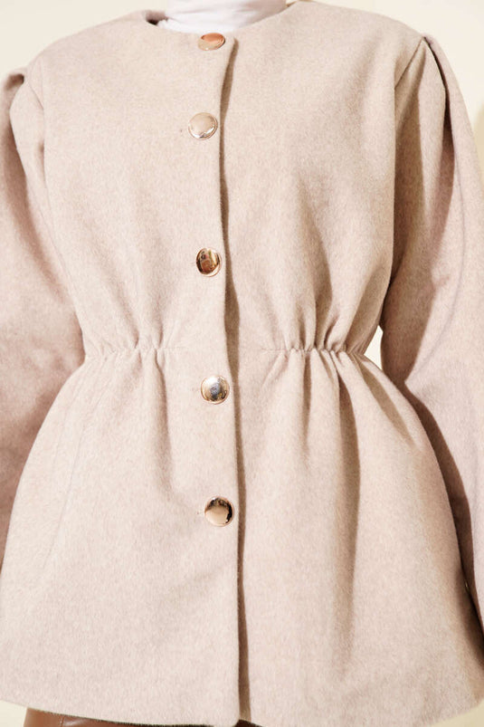 Bel Gummiband Knopf Goldfox Jacke Beige