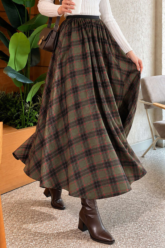 Riemen Ruitjesrok Kaki