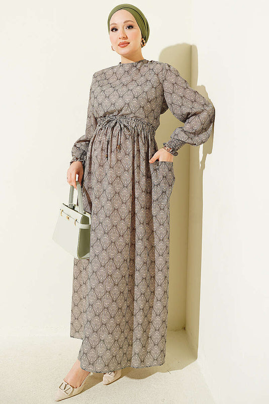 Abito Ethnic Con Cintura Khaki
