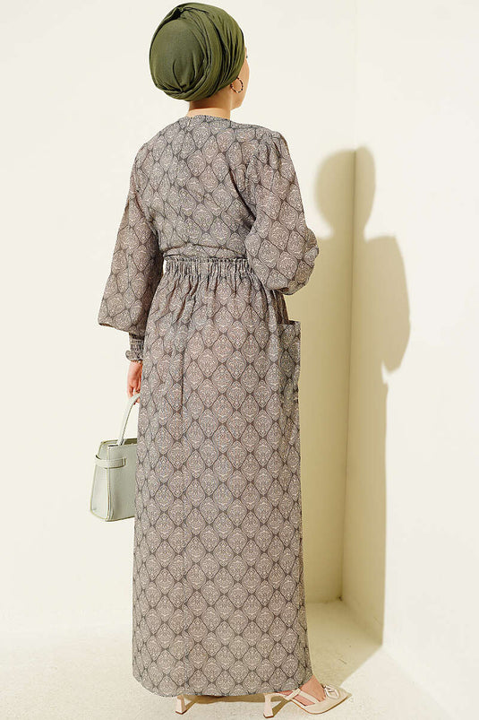Abito Ethnic Con Cintura Khaki