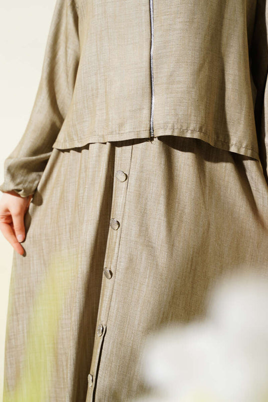 طقم فستان صدرية بسحاب مطاطي على الخصر من المنك