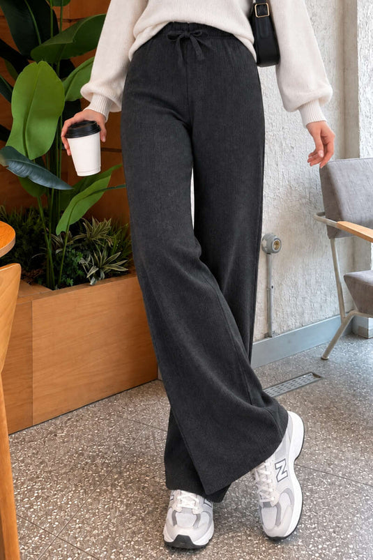 Ribbroek Met Elastiek Antraciet