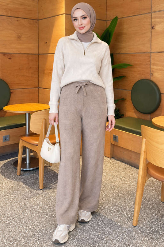 Pantalon À Taille Élastique Et Modèle Texturé En Mink