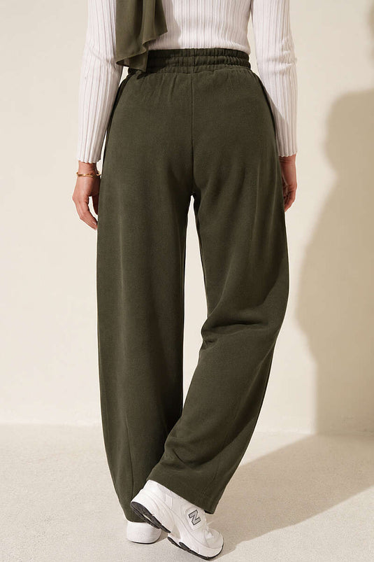 Pantalon Cargo Décontracté À Cordons Kaki