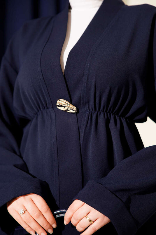 Bel Lastikli Gold Aksesuarlı İkili Takım Lacivert