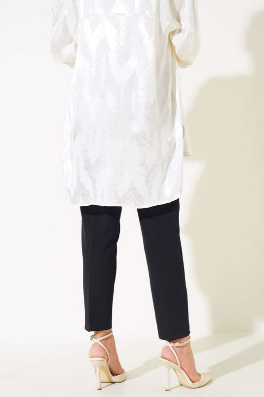 بنطلون جزرة مطاطي بخصر أسود