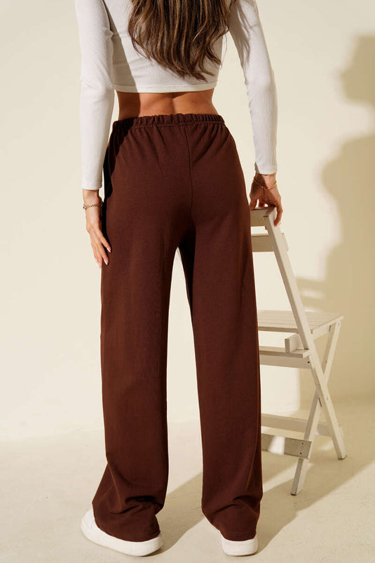 Pantalon à deux fils avec taille élastique, marron