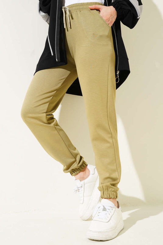Bel Lastikli İpli Jogger Pantolon Çağla Yeşili