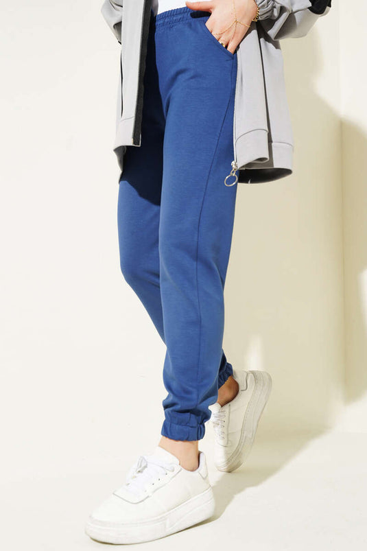 Bel Lastikli İpli Jogger Pantolon Lacivert