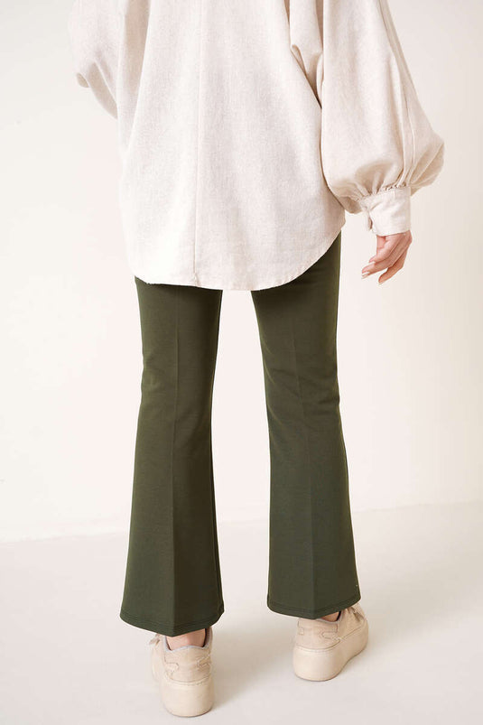 Belted Spanish Flared Trousers Khaki