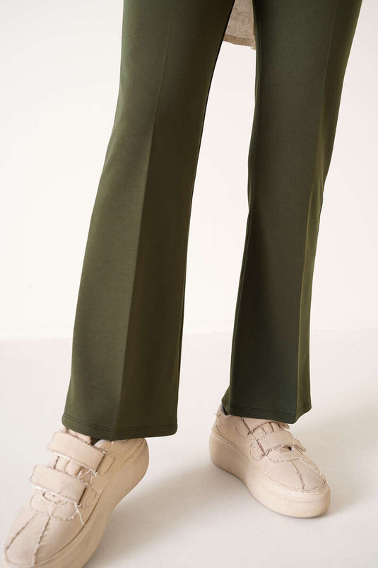 Belted Spanish Flared Trousers Khaki