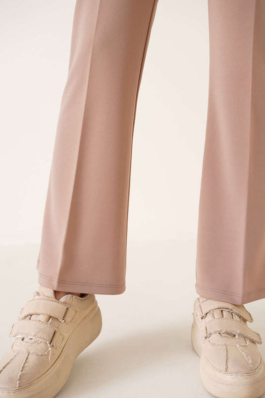 Belted Spanish Flared Trousers Beige