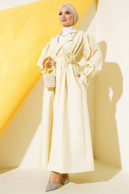 قبعة خصر مرنة باللون البيج