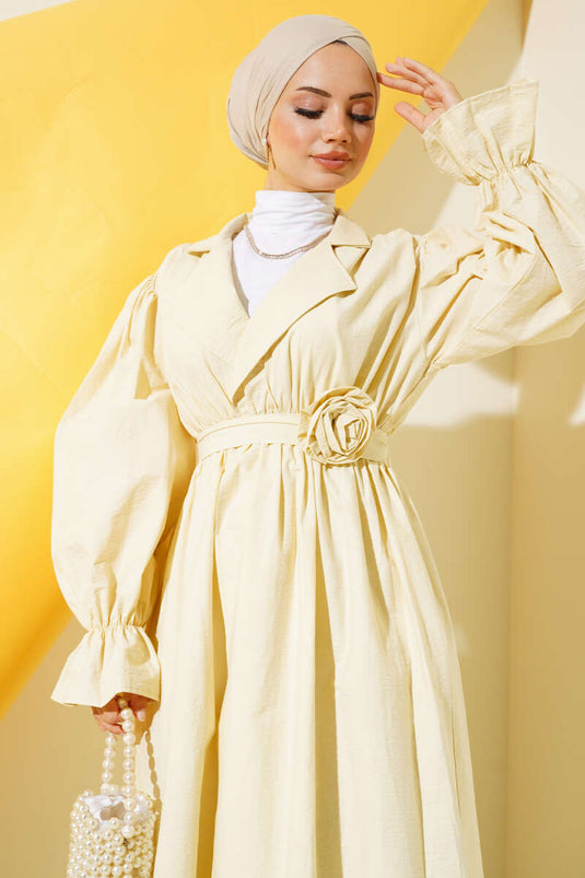 قبعة خصر مرنة باللون البيج