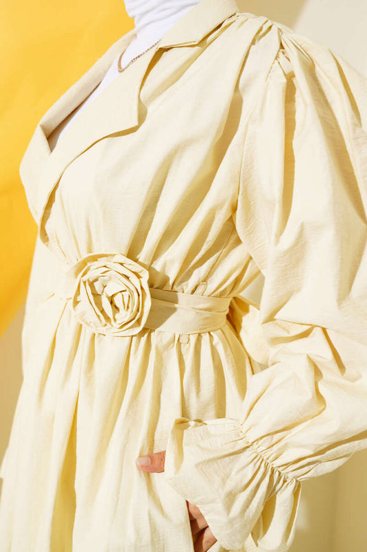 قبعة خصر مرنة باللون البيج