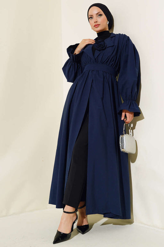 قبعة خصر مرنة باللون الأزرق الداكن