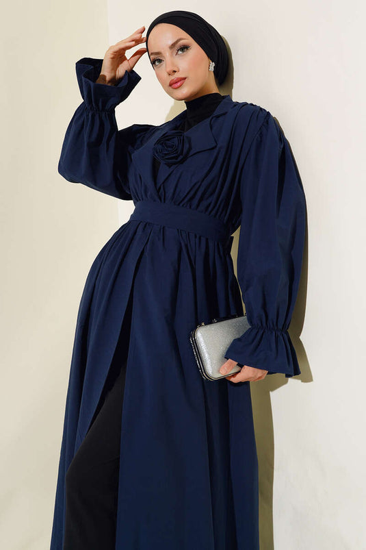 قبعة خصر مرنة باللون الأزرق الداكن