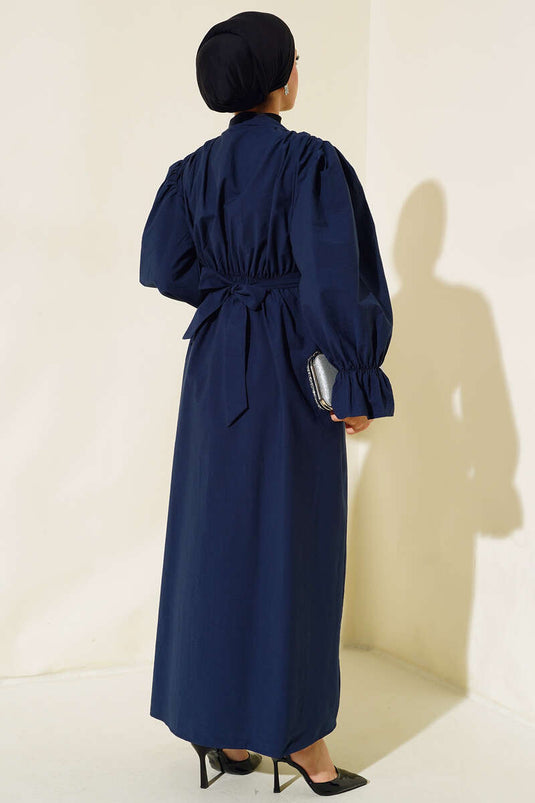 قبعة خصر مرنة باللون الأزرق الداكن