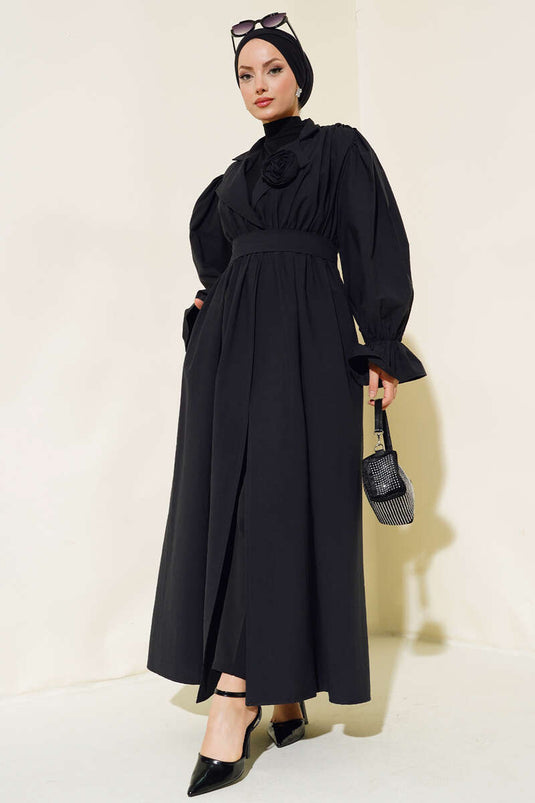 قبعة خصر مرنة باللون الأسود