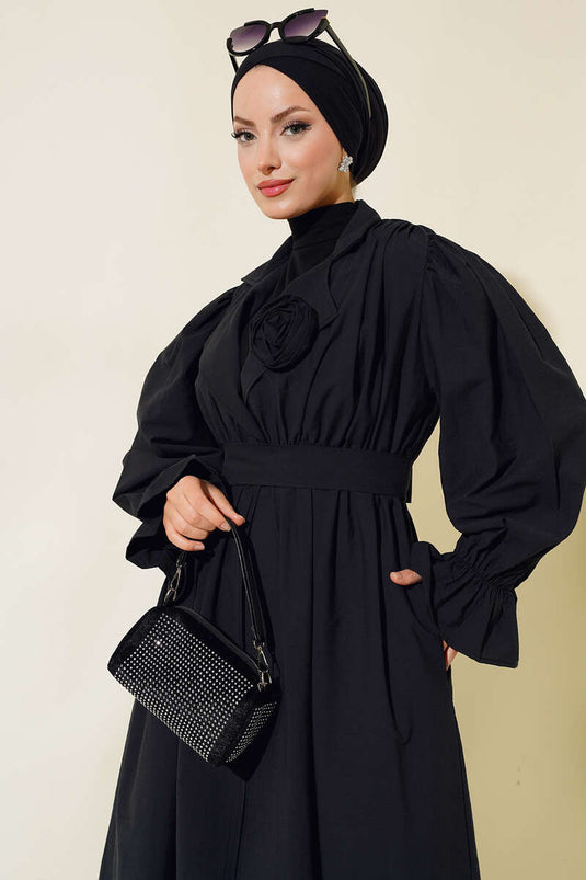 قبعة خصر مرنة باللون الأسود