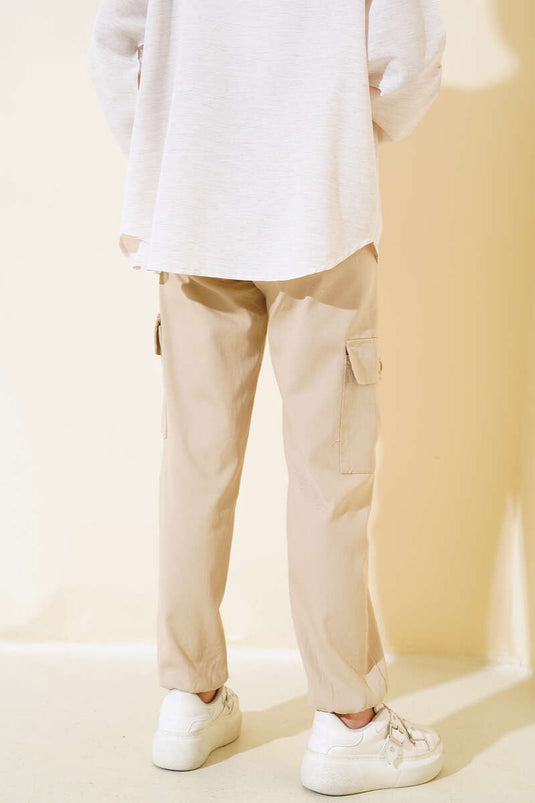 Belted Cargo Pants Beige