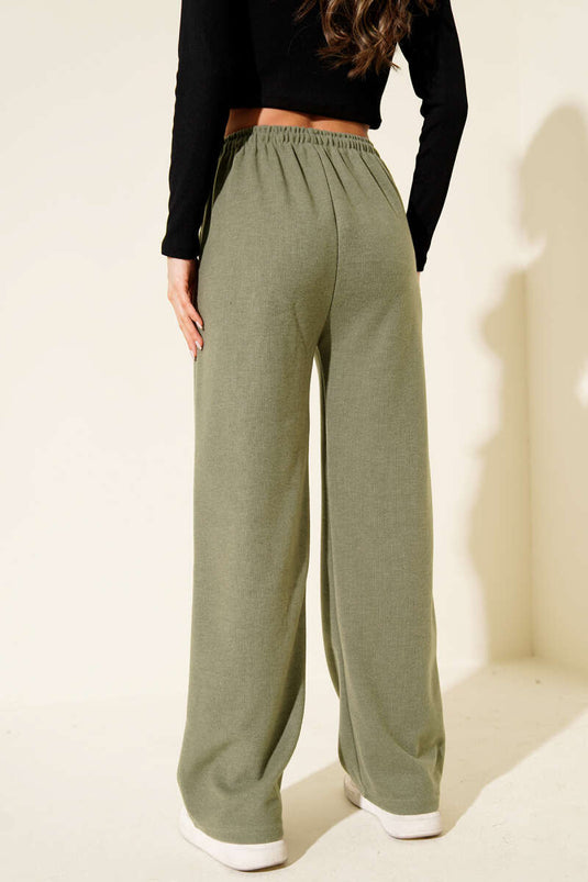 Pantalon en cachemire à taille élastique, vert sauge