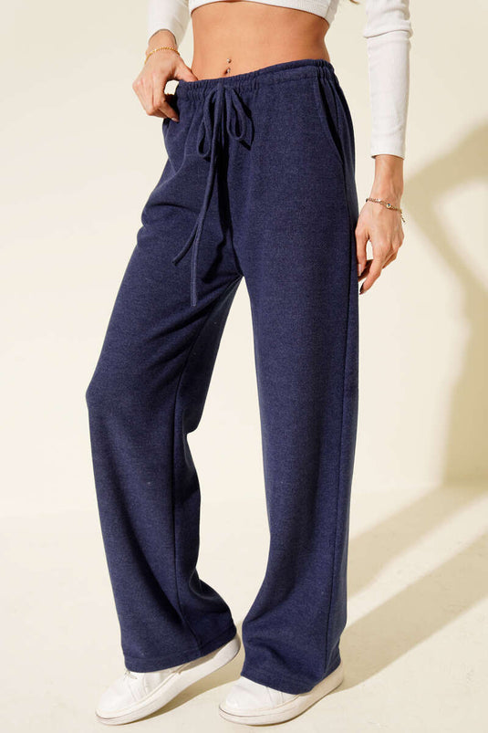 Pantalon en cachemire indigo avec taille élastiquée